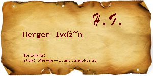 Herger Iván névjegykártya